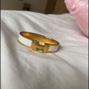 Hermes H Bracelet - white and gold